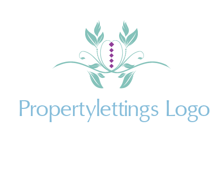 leaves and vines with puple gems logo