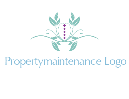leaves and vines with puple gems logo