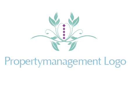 leaves and vines with puple gems logo