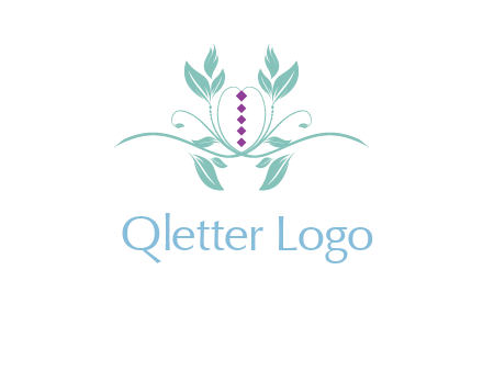 leaves and vines with puple gems logo