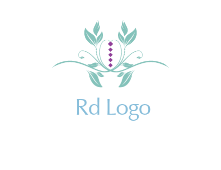 leaves and vines with puple gems logo