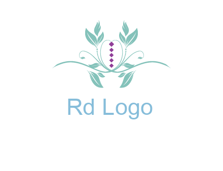 leaves and vines with puple gems logo