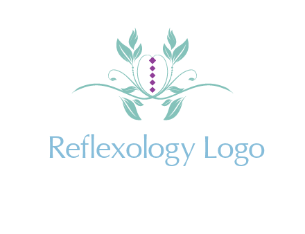 leaves and vines with puple gems logo