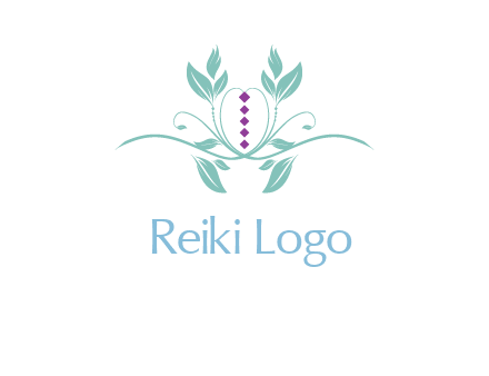 leaves and vines with puple gems logo