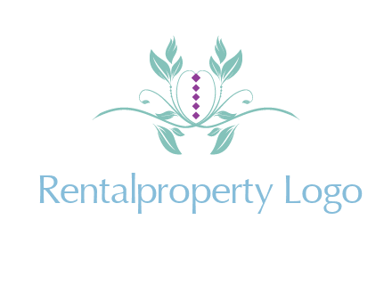 leaves and vines with puple gems logo