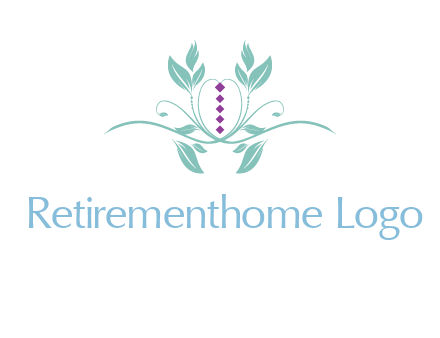 leaves and vines with puple gems logo