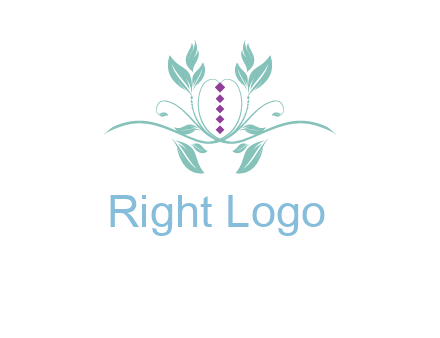 leaves and vines with puple gems logo