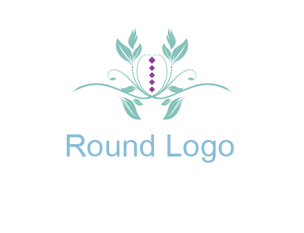 leaves and vines with puple gems logo