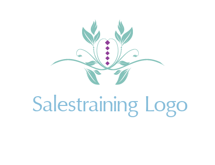 leaves and vines with puple gems logo