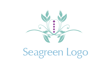 leaves and vines with puple gems logo
