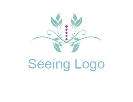 leaves and vines with puple gems logo