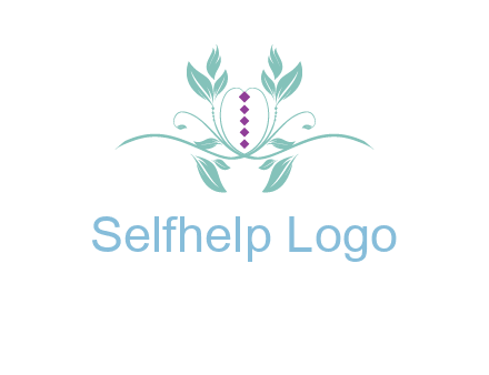 leaves and vines with puple gems logo