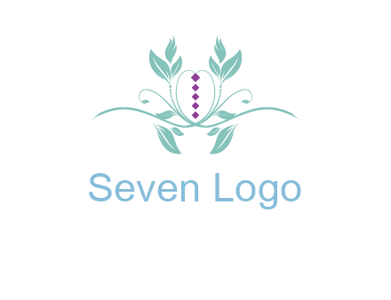 leaves and vines with puple gems logo