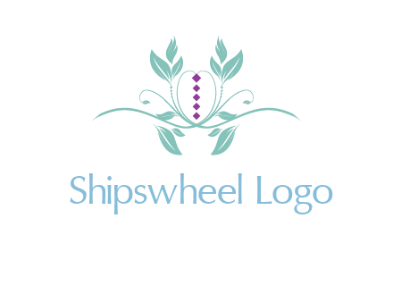 leaves and vines with puple gems logo