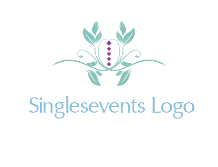 leaves and vines with puple gems logo