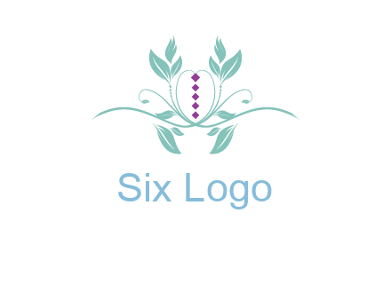 leaves and vines with puple gems logo