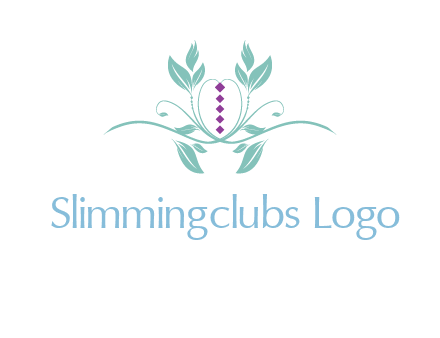 leaves and vines with puple gems logo
