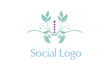 leaves and vines with puple gems logo