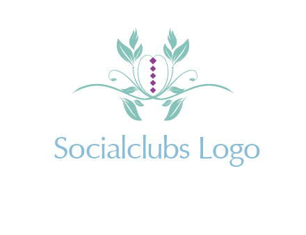 leaves and vines with puple gems logo