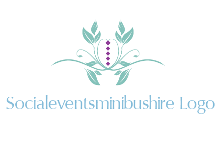 leaves and vines with puple gems logo