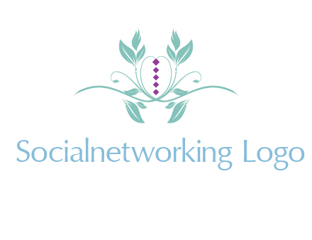 leaves and vines with puple gems logo