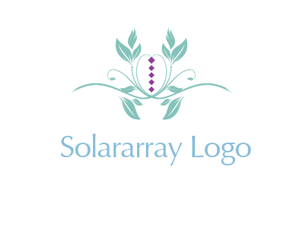 leaves and vines with puple gems logo