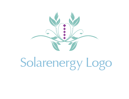leaves and vines with puple gems logo