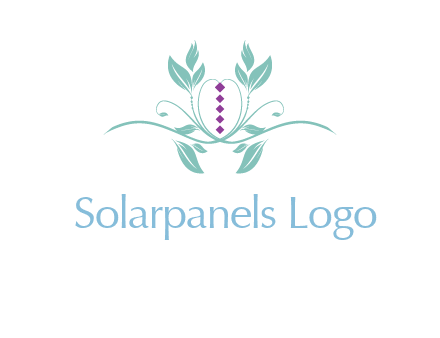 leaves and vines with puple gems logo