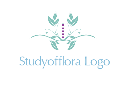leaves and vines with puple gems logo