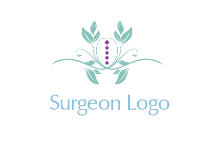 leaves and vines with puple gems logo