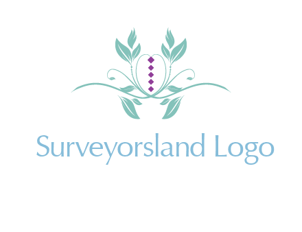 leaves and vines with puple gems logo