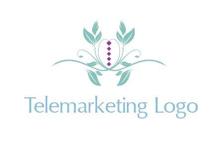 leaves and vines with puple gems logo