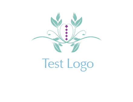 leaves and vines with puple gems logo