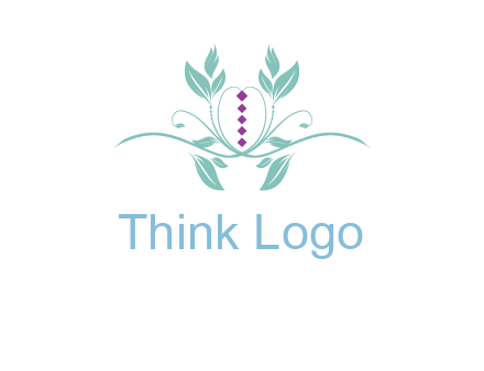 leaves and vines with puple gems logo