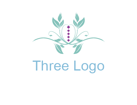 leaves and vines with puple gems logo