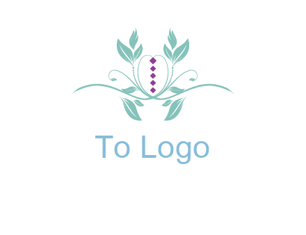 leaves and vines with puple gems logo