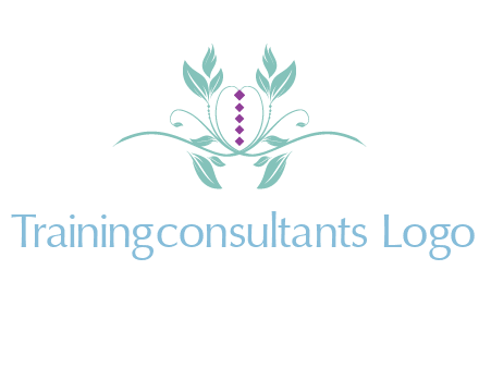 leaves and vines with puple gems logo