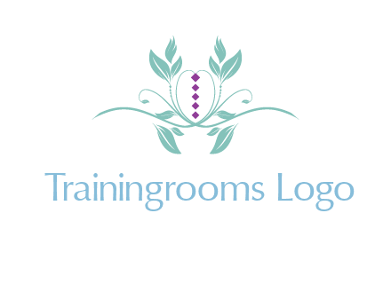 leaves and vines with puple gems logo