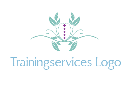 leaves and vines with puple gems logo