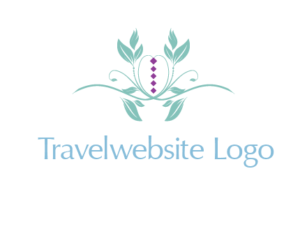 leaves and vines with puple gems logo