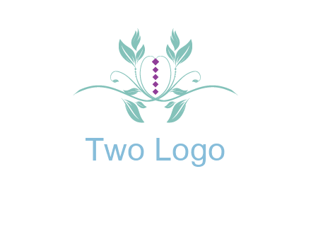leaves and vines with puple gems logo