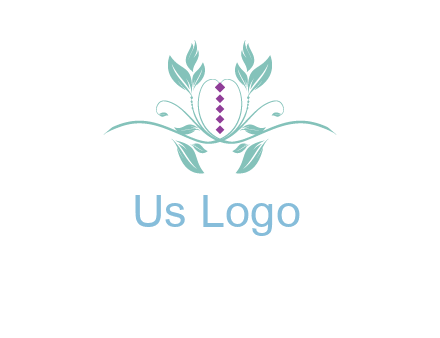 leaves and vines with puple gems logo