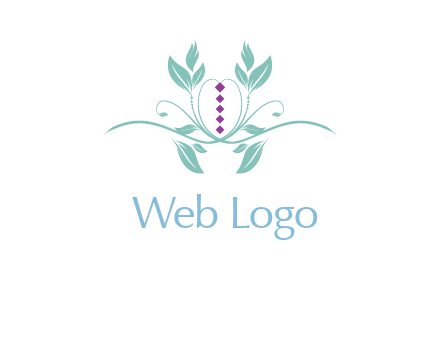 leaves and vines with puple gems logo