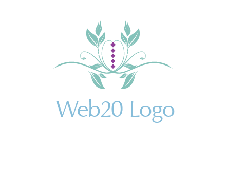 leaves and vines with puple gems logo