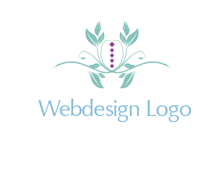 leaves and vines with puple gems logo