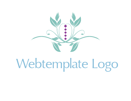 leaves and vines with puple gems logo
