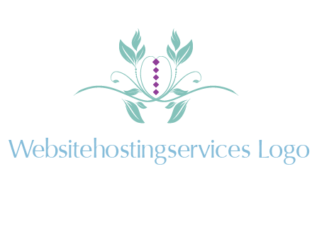 leaves and vines with puple gems logo
