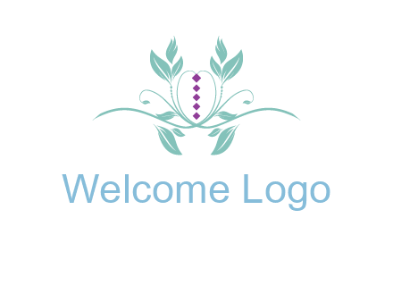 leaves and vines with puple gems logo