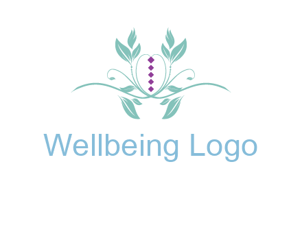 leaves and vines with puple gems logo