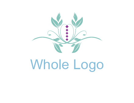 leaves and vines with puple gems logo